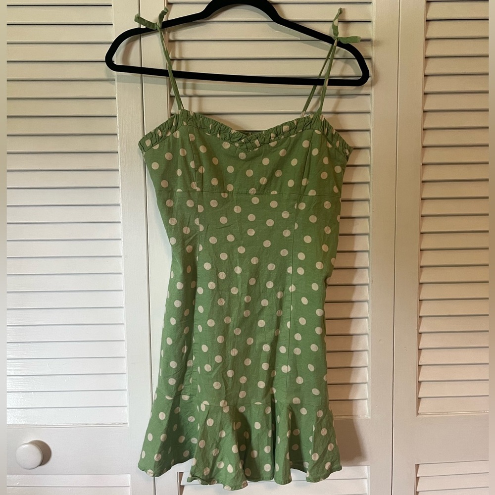 Zara green polkadot mini dress size small